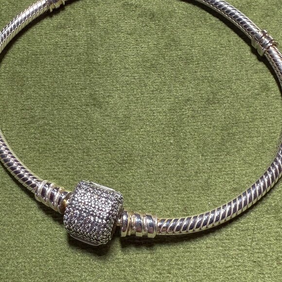 New PANDORA Sterling Silver Bracelet with CZ Slider Charm - Picture 4 of 16